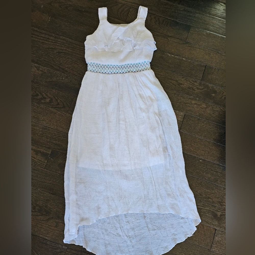 White Sleeveless long Kids Dress size 10